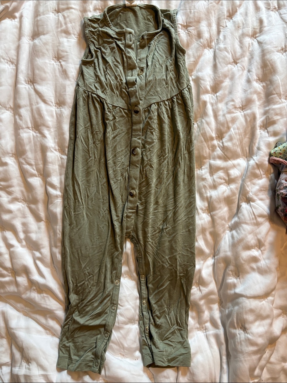kate quinn Olive Green Button-Front Sleeveless Romper